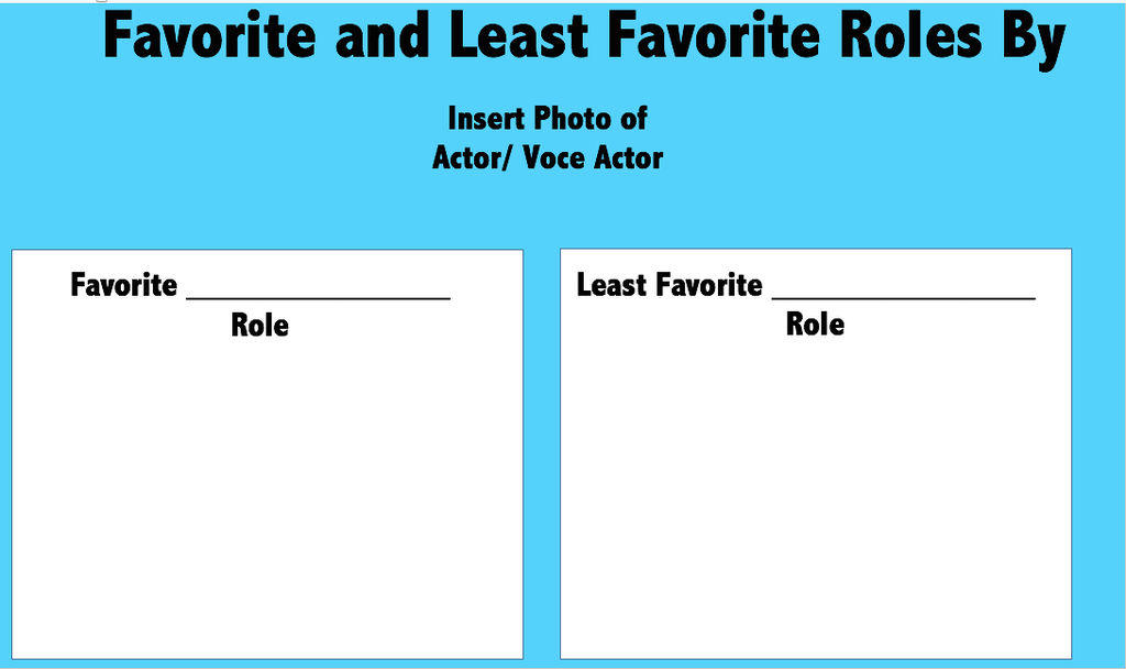 favorite and least favorite roles by blank actor Blank Meme Template