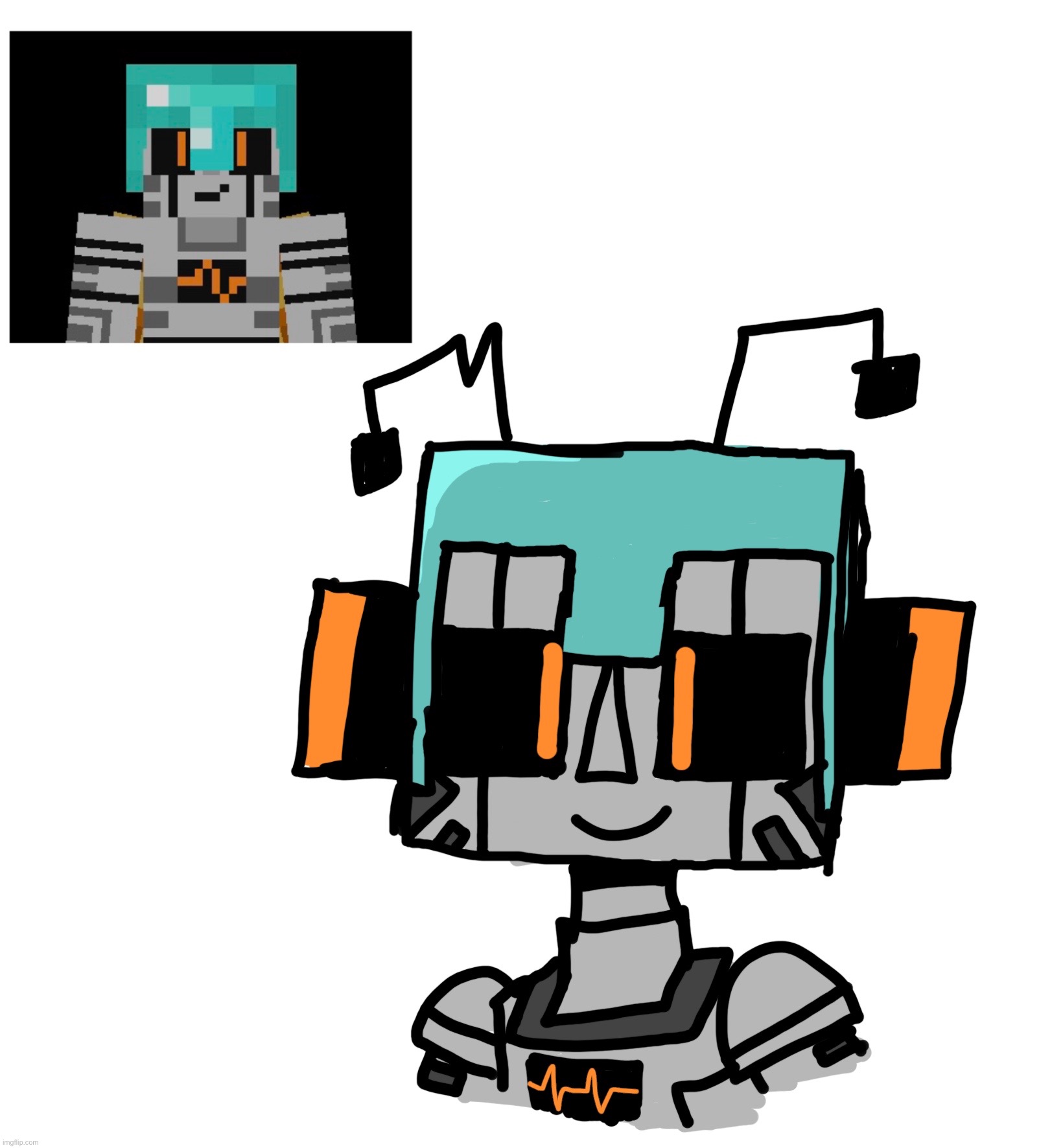 Zerobot in game looks weird when wearing a diamond helmet | made w/ Imgflip meme maker