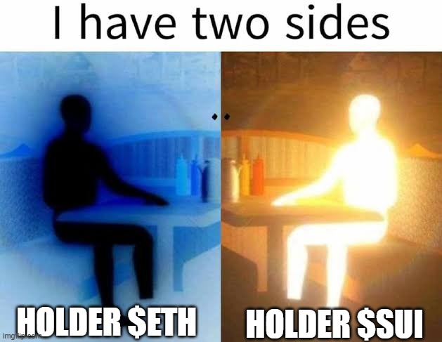 fck $ETH | HOLDER $ETH; HOLDER $SUI | image tagged in i have 2 sides | made w/ Imgflip meme maker