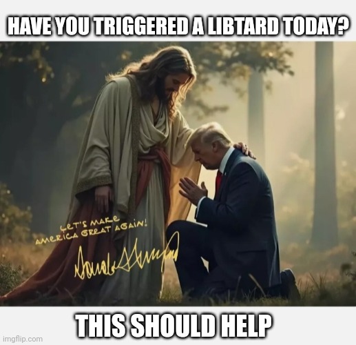 Jesus has got Trump's back | HAVE YOU TRIGGERED A LIBTARD TODAY? THIS SHOULD HELP | image tagged in libtard,moron,losers,finished | made w/ Imgflip meme maker