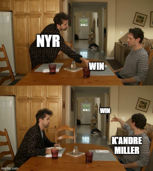 K MILLER LOSER | NYR; WIN; WIN; K'ANDRE MILLER | image tagged in plate toss | made w/ Imgflip meme maker