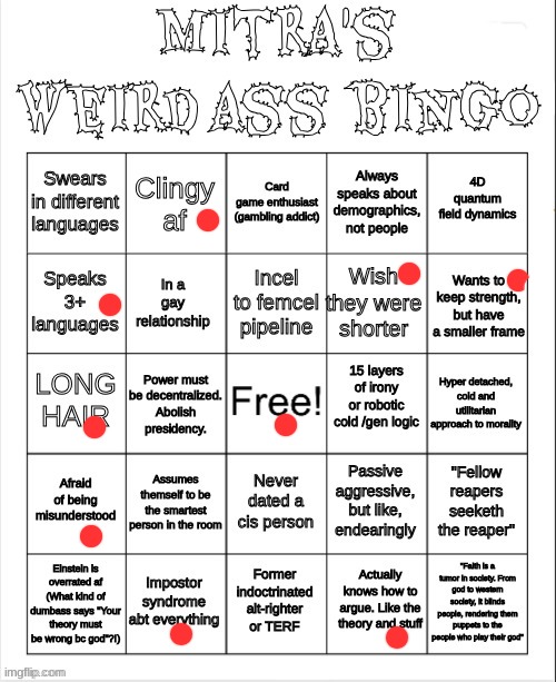 I don't understand like half the things on here.... | image tagged in mitra's bingo | made w/ Imgflip meme maker