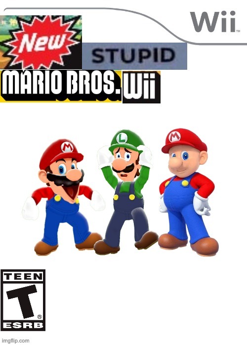 i forgot to put a rating on! | image tagged in new stupid mario bros wii,memes,funny,smg4,fanlore,mario | made w/ Imgflip meme maker