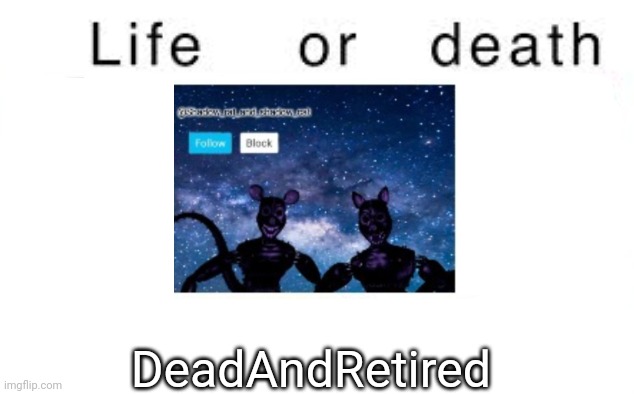 Life or death | DeadAndRetired | image tagged in life or death,msmg,memes | made w/ Imgflip meme maker