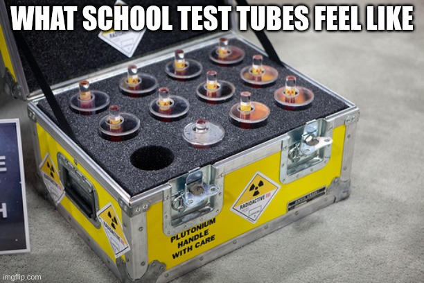 Plutonium | WHAT SCHOOL TEST TUBES FEEL LIKE | image tagged in plutonium | made w/ Imgflip meme maker