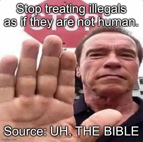 Exodus 22:21 | Stop treating illegals as if they are not human. Source: UH, THE BIBLE | image tagged in guy in front of stop sign,illegal immigration,exodus | made w/ Imgflip meme maker