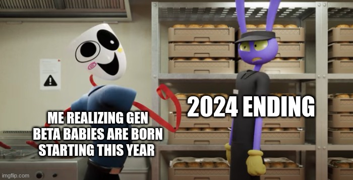 i'm technically 2 generations old now and i'm not even 18 yet | 2024 ENDING; ME REALIZING GEN BETA BABIES ARE BORN STARTING THIS YEAR | image tagged in gangle losing it | made w/ Imgflip meme maker