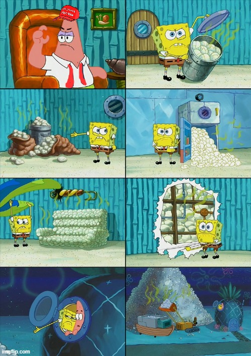 Spongebob shows Patrick Garbage | image tagged in spongebob shows patrick garbage | made w/ Imgflip meme maker