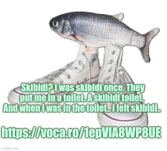 fihs | Skibidi? I was skibidi once. They put me in a toilet. A skibidi toilet. And when i was in the toilet.. i felt skibidi.. https://voca.ro/1epVlA8WP8UE | image tagged in fihs | made w/ Imgflip meme maker