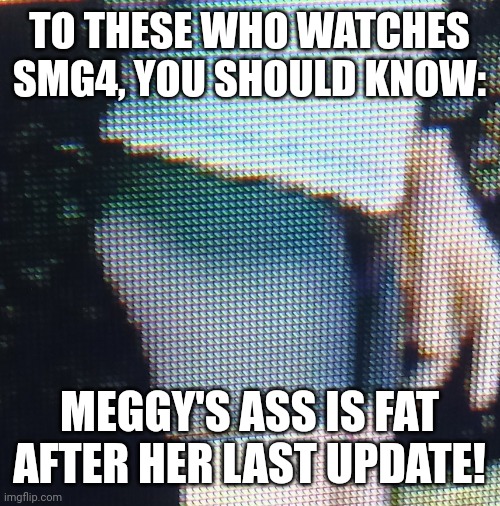 Yeah, really! | TO THESE WHO WATCHES SMG4, YOU SHOULD KNOW:; MEGGY'S ASS IS FAT AFTER HER LAST UPDATE! | image tagged in smg4 | made w/ Imgflip meme maker