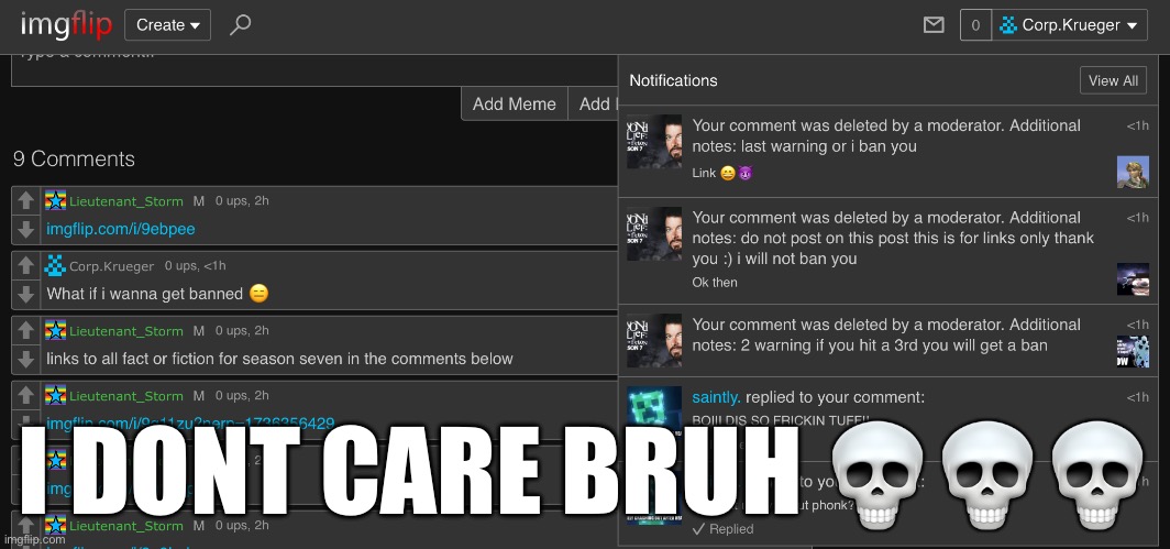 Fr | I DONT CARE BRUH 💀💀💀 | image tagged in ehh | made w/ Imgflip meme maker