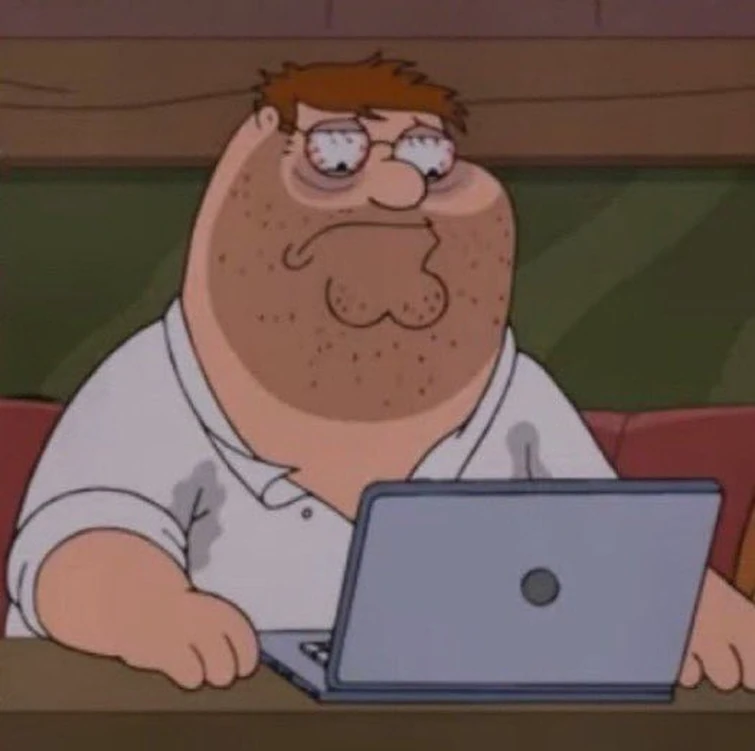 peter family guy tired laptop Blank Meme Template