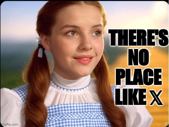 X MARKS THE SPOT | THERE'S NO PLACE LIKE 𝕏 | image tagged in twitter,home,wizard of oz,dorothy,elon musk | made w/ Imgflip meme maker