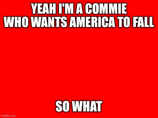You can't change me | YEAH I'M A COMMIE WHO WANTS AMERICA TO FALL; SO WHAT | made w/ Imgflip meme maker