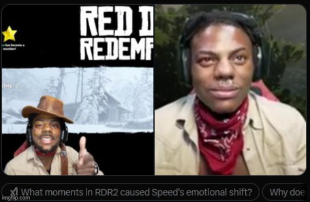 What moments in RDR2 caused Speed's emotional shift? | made w/ Imgflip meme maker