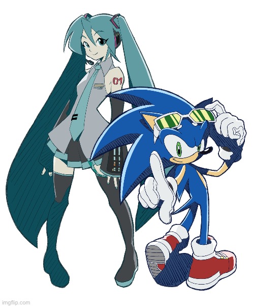 miku and sonic cuz i am fixating | image tagged in miku and sonic cuz i am fixating | made w/ Imgflip meme maker