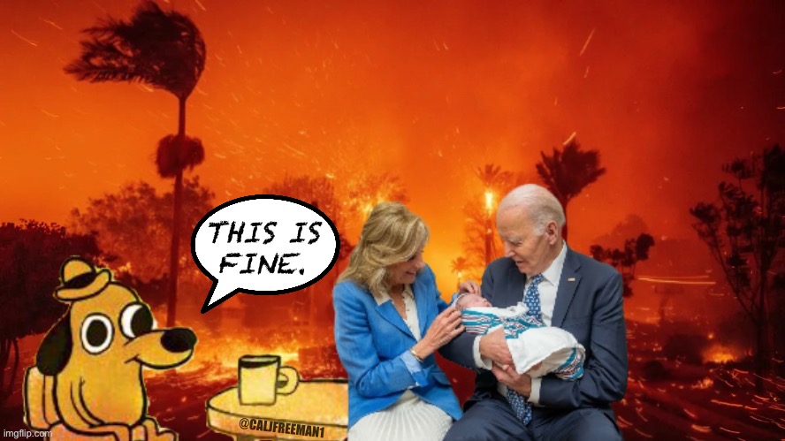 Flames engulf Cali…Zelensky gets another big grift…yet Biden celebrates his family | THIS IS
FINE. @CALJFREEMAN1 | image tagged in maga,donald trump,joe biden,democrats,this is fine,this is fine dog | made w/ Imgflip meme maker