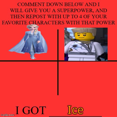 elsa and Zane | Ice | image tagged in comment then repost with your favorite 4 characters | made w/ Imgflip meme maker