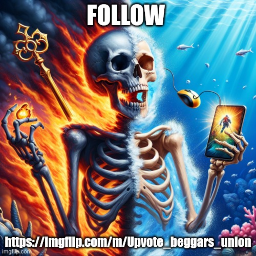 Skeleton with a key and a mouse while exploding and being frozen | FOLLOW; https://imgflip.com/m/Upvote_beggars_union | image tagged in skeleton with a key and a mouse while exploding and being frozen | made w/ Imgflip meme maker