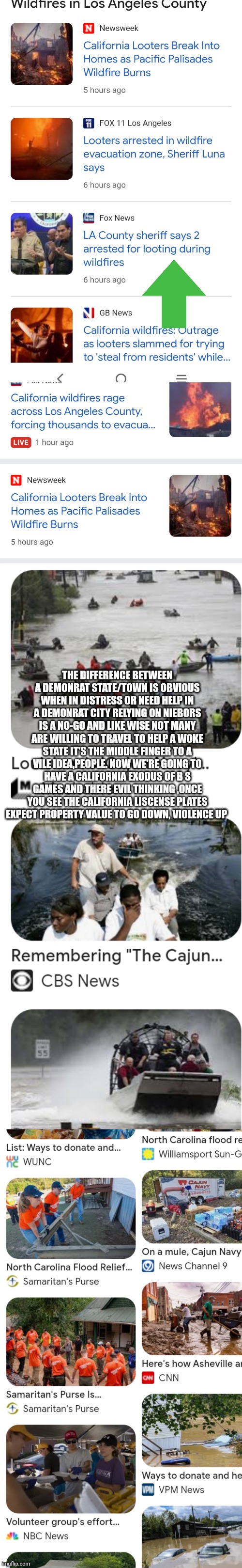 California the first state in union to collapse | THE DIFFERENCE BETWEEN A DEMONRAT STATE/TOWN IS OBVIOUS WHEN IN DISTRESS OR NEED HELP IN A DEMONRAT CITY RELYING ON NIEBORS IS A NO-GO AND LIKE WISE NOT MANY ARE WILLING TO TRAVEL TO HELP A WOKE STATE IT'S THE MIDDLE FINGER TO A VILE IDEA,PEOPLE. NOW WE'RE GOING TO HAVE A CALIFORNIA EXODUS OF B S GAMES AND THERE EVIL THINKING ,ONCE YOU SEE THE CALIFORNIA LISCENSE PLATES EXPECT PROPERTY VALUE TO GO DOWN, VIOLENCE UP | image tagged in stayback,boycottingcali,fu,hollywoodschills | made w/ Imgflip meme maker