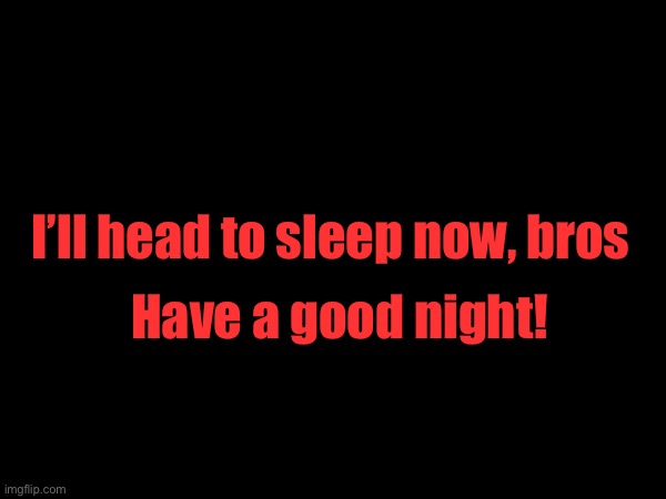 I’ll head to sleep now, bros; Have a good night! | made w/ Imgflip meme maker