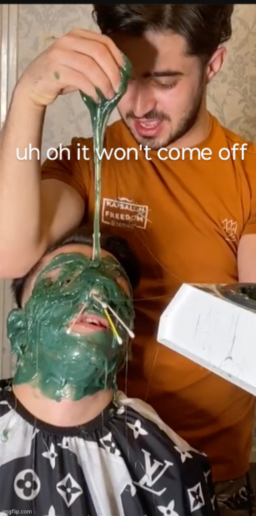 ruh roh | image tagged in ruh roh,uh oh,it won't come off,it's not coming off,funny,slime | made w/ Imgflip meme maker