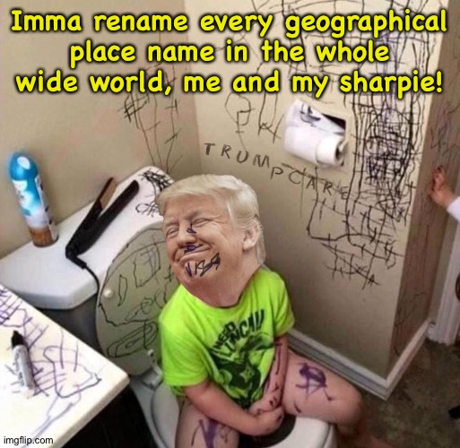 He'll force Greenland and Iceland to swap names | Imma rename every geographical place name in the whole wide world, me and my sharpie! | image tagged in sharpie trump | made w/ Imgflip meme maker