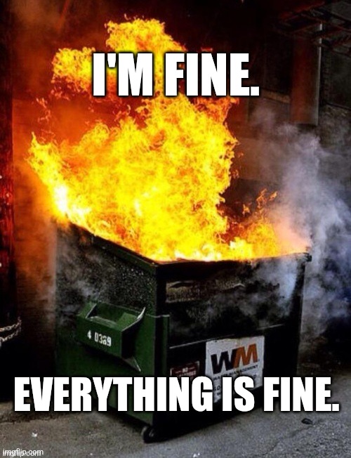 I'm Fine | I'M FINE. EVERYTHING IS FINE. | image tagged in work sucks,funny because it's true | made w/ Imgflip meme maker