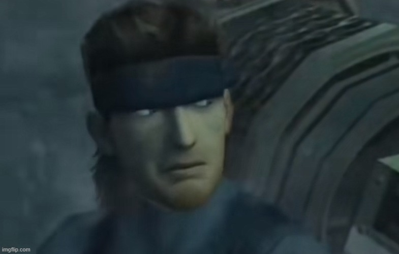 Solid snake looking back | image tagged in solid snake looking back | made w/ Imgflip meme maker