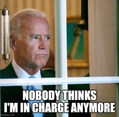 Sad Joe Biden | NOBODY THINKS I'M IN CHARGE ANYMORE | image tagged in sad joe biden | made w/ Imgflip meme maker