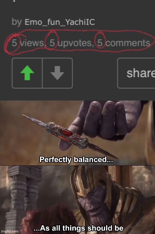555 | image tagged in thanos perfectly balanced as all things should be | made w/ Imgflip meme maker