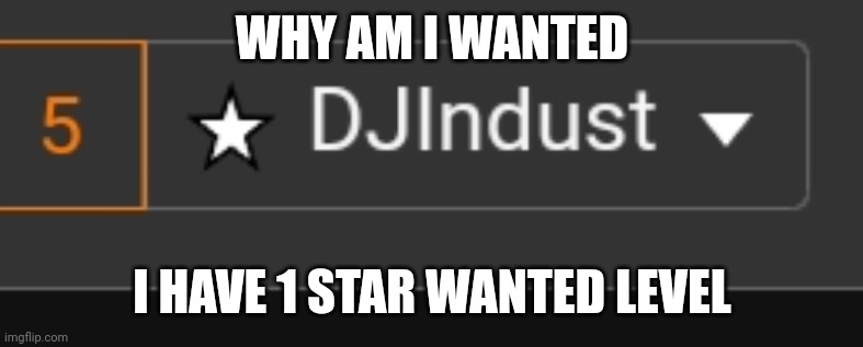 WHY AM I WANTED; I HAVE 1 STAR WANTED LEVEL | image tagged in gta 5,wanted | made w/ Imgflip meme maker