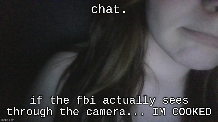 cooked | chat. if the fbi actually sees through the camera... IM COOKED | made w/ Imgflip meme maker
