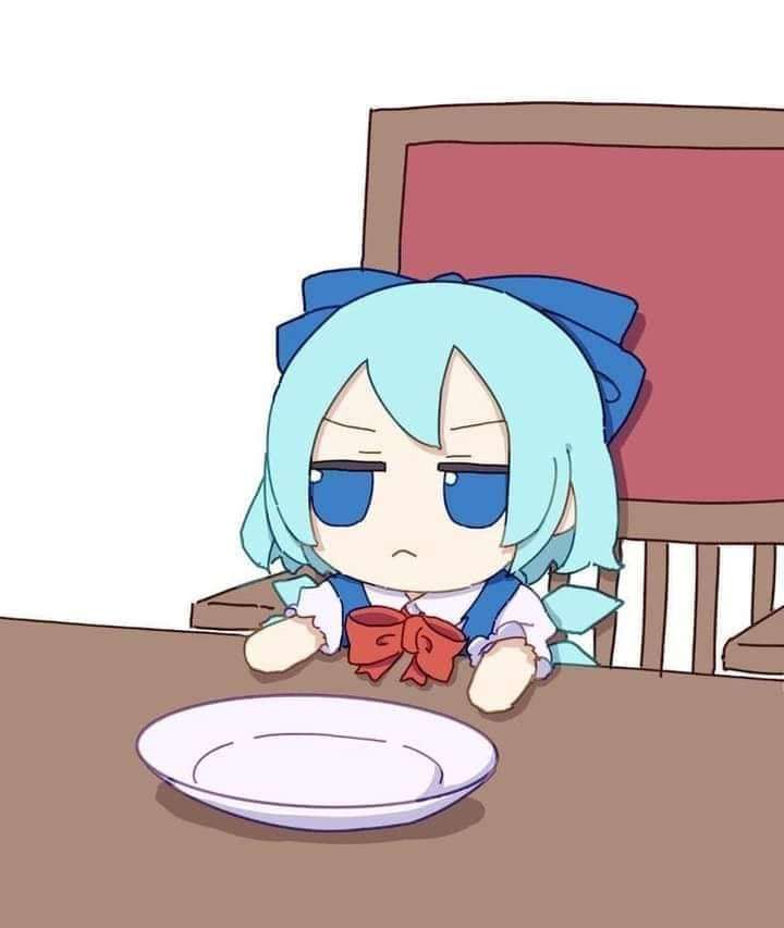 Cirno with empty plate Blank Meme Template