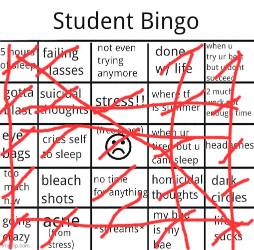 student bingo | image tagged in student bingo | made w/ Imgflip meme maker