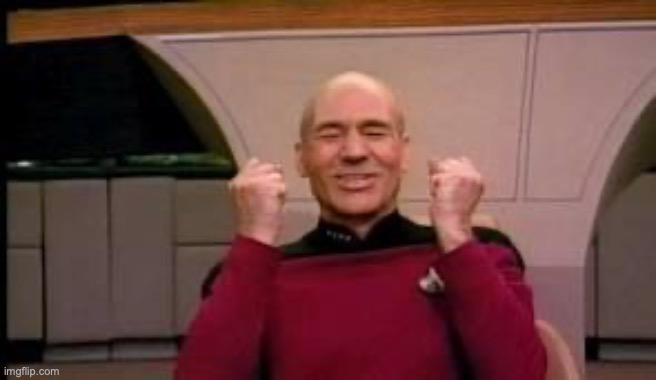 Happy Picard | image tagged in joyeux picard | made w/ Imgflip meme maker