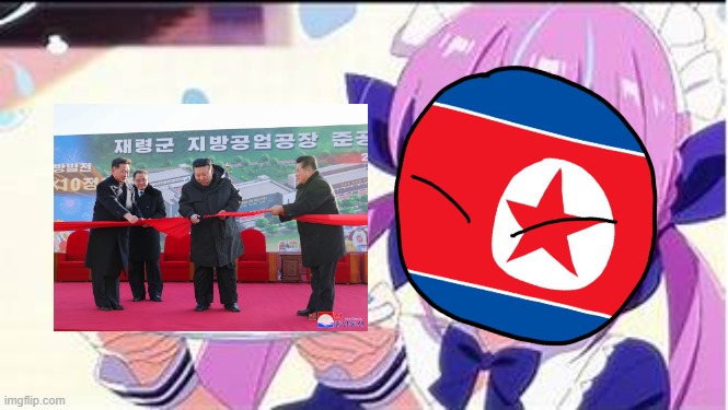 Inauguration Ceremony of Regional-industry Factories in Sukchon County Held (KCNA, 9/1/2025) | image tagged in minato aqua holding a plate,north korea,kcna,memes,politics | made w/ Imgflip meme maker