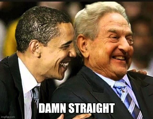 soros obama | DAMN STRAIGHT | image tagged in soros obama | made w/ Imgflip meme maker