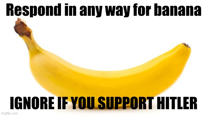 Banana | Respond in any way for banana; IGNORE IF YOU SUPPORT HITLER | image tagged in banana | made w/ Imgflip meme maker