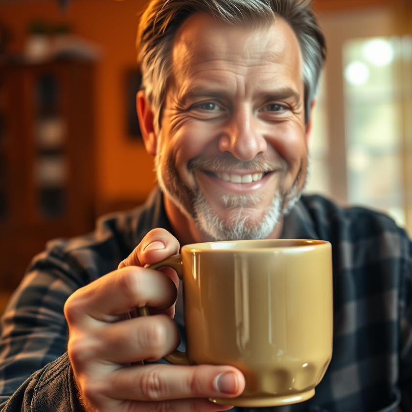 A Morning Man Offering a Mug of Drink Blank Meme Template