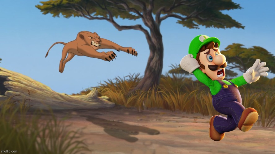 Luigi gets eaten by nala while he was watching Naruto and listening music | image tagged in luigi,hunting,nala,lion king,naruto,caramelldansen | made w/ Imgflip meme maker