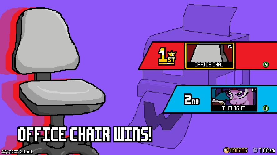 did you know an office chair could kill twillight from mlp???? | made w/ Imgflip meme maker