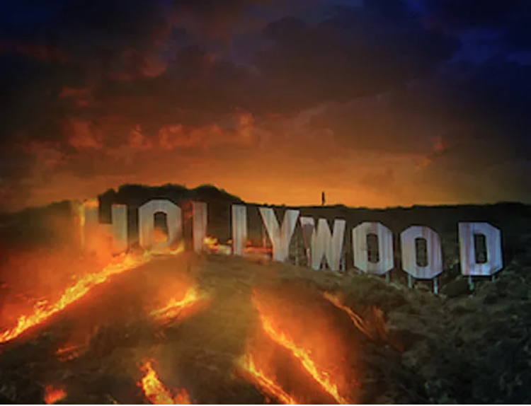 Burning Hollywood   Sign Blank Meme Template