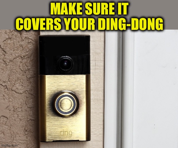 Ring Doorbell | MAKE SURE IT COVERS YOUR DING-DONG | image tagged in ring doorbell | made w/ Imgflip meme maker