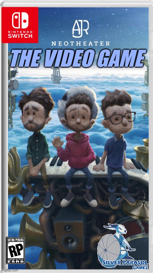 AJR's Neotheater: The Video Game | Made by Silver Parasol Games | THE VIDEO GAME | image tagged in fake switch games,ajr,fnaf reference | made w/ Imgflip meme maker