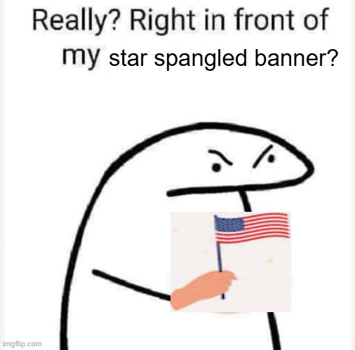 Really? Right in front of my? | star spangled banner? | image tagged in really right in front of my | made w/ Imgflip meme maker