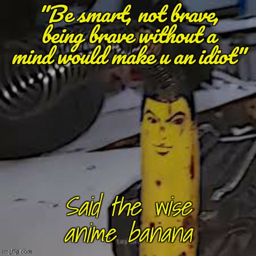 wise | "Be smart, not brave, being brave without a mind would make u an idiot"; Said the wise anime banana | made w/ Imgflip meme maker