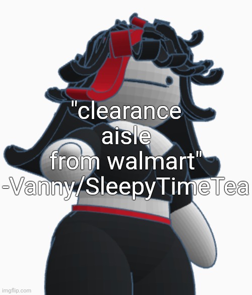 Claire pointing | "clearance aisle from walmart" -Vanny/SleepyTimeTea | image tagged in claire pointing | made w/ Imgflip meme maker