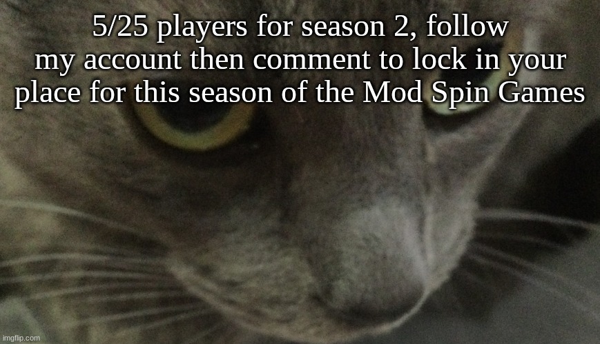 also an Upvote would be cool | 5/25 players for season 2, follow my account then comment to lock in your place for this season of the Mod Spin Games | image tagged in sweetie | made w/ Imgflip meme maker