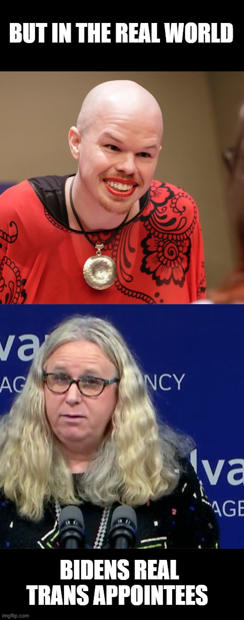 BUT IN THE REAL WORLD BIDENS REAL TRANS APPOINTEES | image tagged in trans,rachel levine | made w/ Imgflip meme maker
